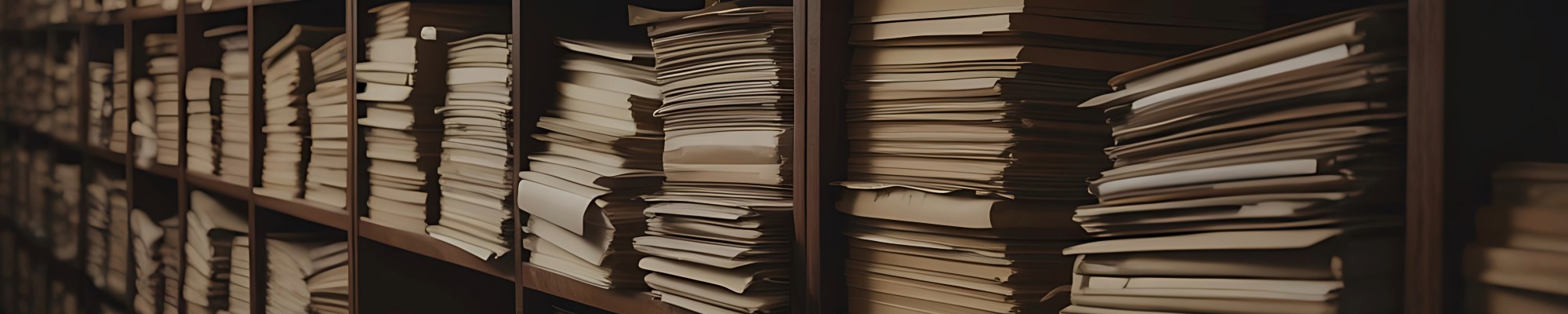 stacks of papers and/or documents on shelves