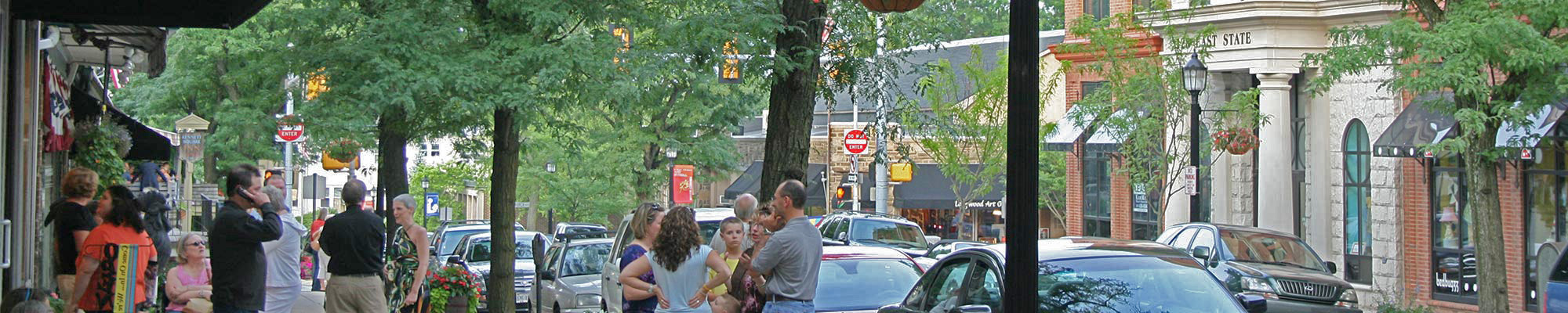 urban road with street tress