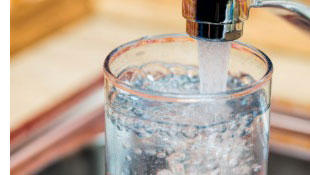 glass filling with water under facuet