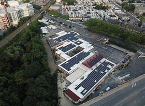 building with solar panels on roof